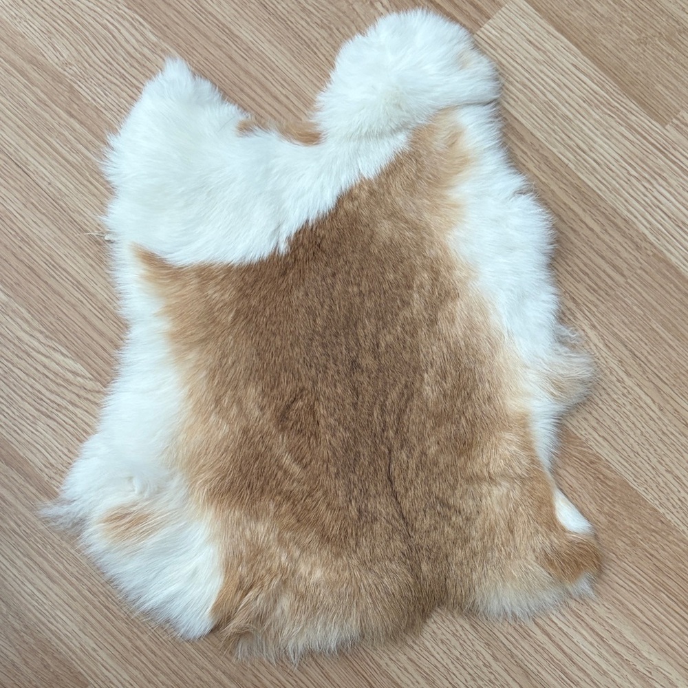 #A70 White Tan Rabbit Fur Pelt Craft Supply